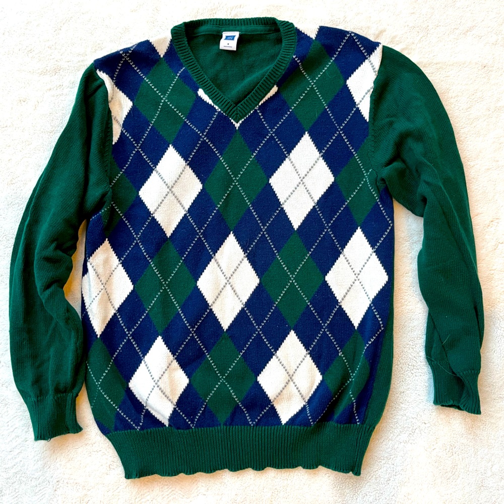 Boys Janie and Jack V-neck Argyle sweater